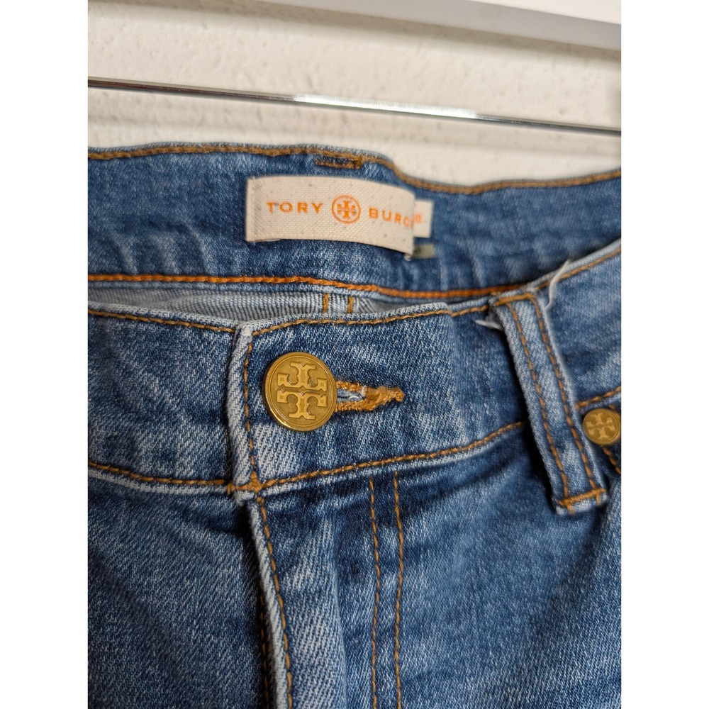Tory Burch Womens Straight Leg Jeans Size 30 Blue Stretch Logo Casual Classic - Picture 3 of 9